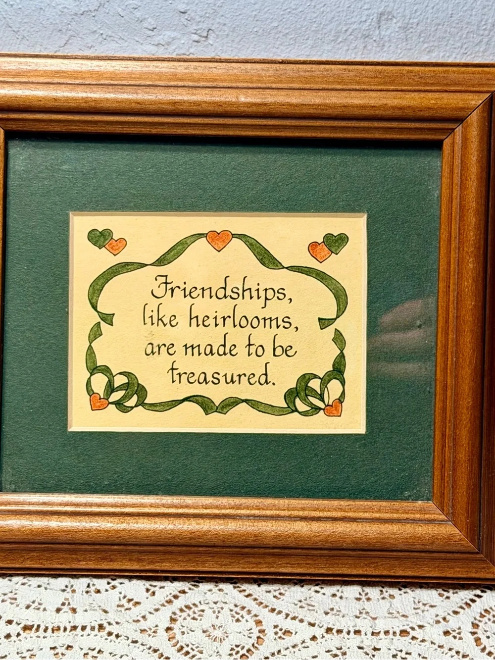Vintage Framed Friendship Heirloom Wall Art - Green and Tan